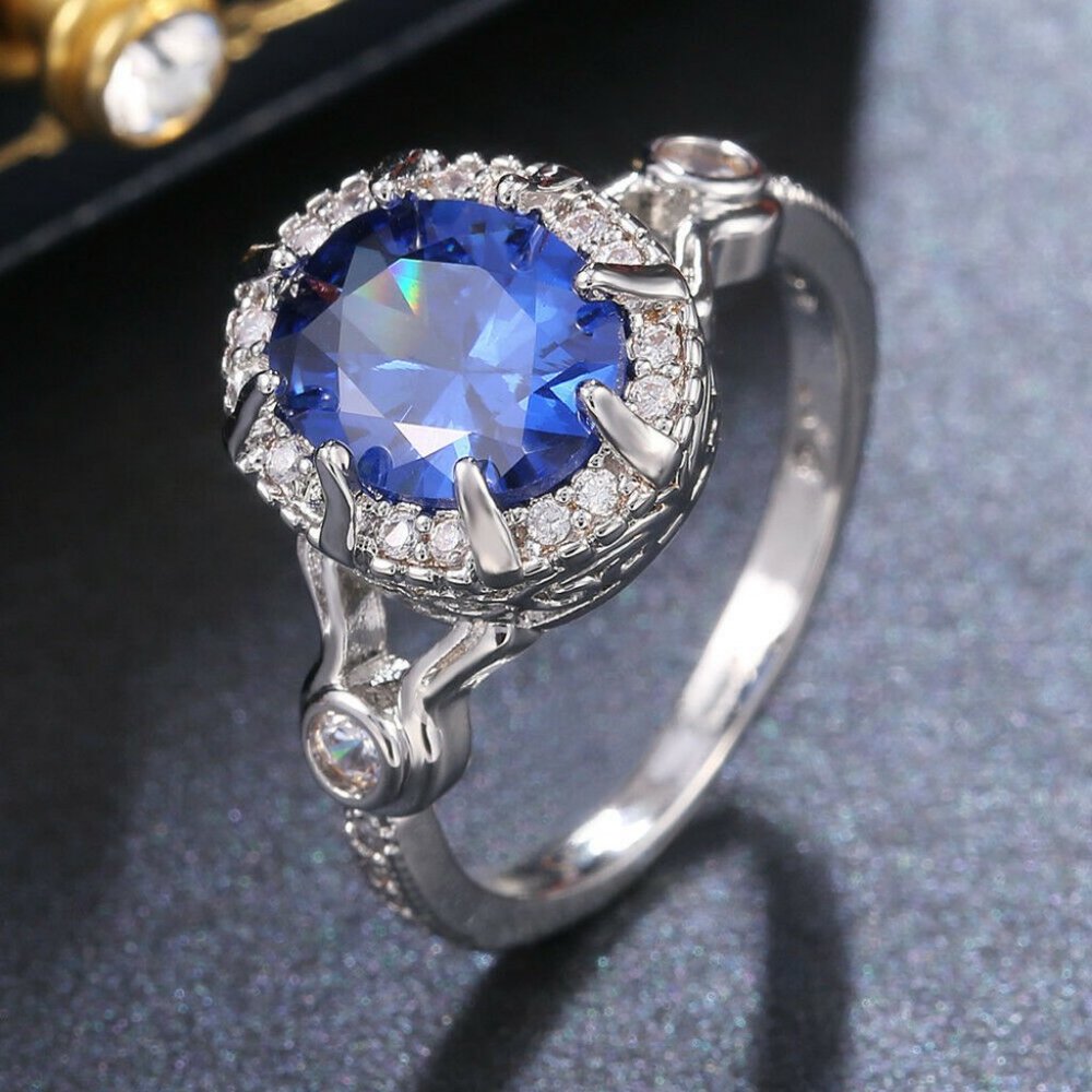 *NEW 925 Silver Blue Sapphire Ring - Picture 2 of 4